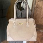 Etienne Aigner Vintage Bone leather and woven jute double handled satchel Photo 1