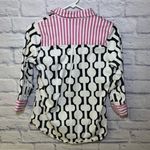 Gretchen Scott 1/2 Button Top Shirt Geometric Cotton Stretch Blend Read Below White Photo 7