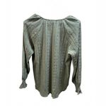 Frye Textured Long Sleeve Peasant Blouse Boho Western Eyelet Sage Green Photo 2