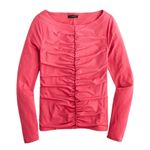 J.Crew Ruched long-sleeve matte jersey top Dragon Fruit NWT L Photo 0