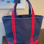 L.L. Bean Boat & Tote Bag Blue Red Canvas 16x12” Removable Stitching‎ Or Patch K Photo 0