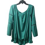 Ny Collection Blouse Top Bell Sleeve Swiss Dot Green XL Photo 1