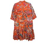 Cheeky Vintage Micquelle Orange Floral Flirty Shirt Dress Short Sleeve L 12 14 Size L Photo 3