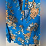Torrid  Women Sz 1 Blue Sleeveless‎ Blouse Top Shirt Neck Tie Floral Flowers Photo 1