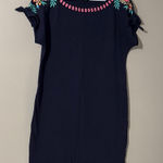 Talbots  Embellished Blue Red Flutter Sleeve Mini Dress Photo 0