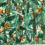 Taxi Green and White Tropical Floral Cropped Peasant top size Medium Photo 3