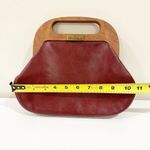 Etienne Aigner  Vintage Leather Wooden Elegant Red Clutch Handbag Photo 4