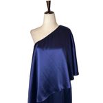 Zac Posen  Gown‎ Women 12 Navy Blue Satin One Shoulder Flowy Maxi Formal Luxury Photo 2