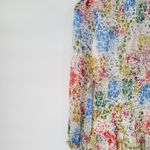 AQUA  Womens‎ Dress S Cream Blue Floral Smocked Ruffle Trim Long Sleeve Mini Photo 11