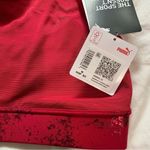 Puma Women Mid Impact Fashion Luxe Ellavate Persian Red-Matte Foil Pr Bra Size M Photo 15