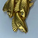 Premier Designs Womens Three Fish Brooch Fins Rhinestone Eyes Textured Details Photo 13