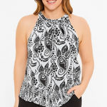 Cato  Black and White Sleeveless Ruffled Blouse Photo 0