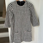 ZARA  Tweed Mini Shift Short Sleeve Mini Dress in Black and White Womens Medium Photo 0