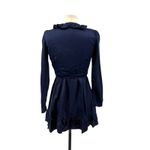 Aritzia  Sunday Best Taro Wrap Dress Mini Ruffle‎ Satin Navy Blue Size 00 Photo 5