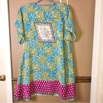 Tolani  100% Silk‎ Mixed Print V Neck Dress Green Blue Size Small Photo 1