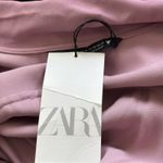 ZARA NWT  XS Satin Effect Wrap Dress Pale Pink Midi Long Sleeve Photo 4