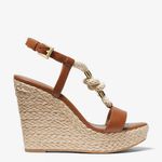 Michael Kors Holly Sandals Women's Size 6M Brown Rope Trim Wedge Heel Photo 1