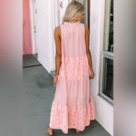 Pink Tie Neck Maxi Dress for Casual Resort Wear Size M Photo 15