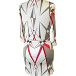 Mara Hoffman  silk wrap style geometric red accents Long Sleeve mini Dress Photo 2