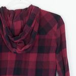 Garage  Womens Medium Flannel Hoodie Long Sleeve Plaid Button Up Shirt Streetwear Photo 7