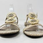 Charter Club [] Tan Cream Zooey Woven Raffia T-Strap Floral Slingback Sandals 8 Photo 2