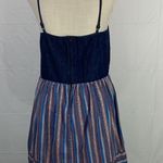 As You Wish Striped Blue Denim Boho Pattern Mini Sundress Size XL Photo 7