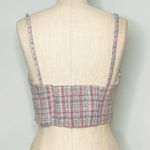 ZARA NEW Tweed Boucle Knit Corset Crop Top Bralette Pink & Blue Metallic Medium Photo 13