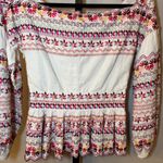 AMUR Alma Embroidered Top‎ Off the Shoulder Boho Organic Cotton Size Small Pink Photo 6
