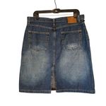 Ralph Lauren POLO Jeans Company 90s Racer Knee Denim Skirt Flag Logo, Sz 12 Photo 1