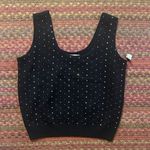 St. John NWT VINTAGE SPORTSWEAR KNIT BLACK SWEATER SLEEVELESS LUXURY GOLD STUD Photo 0