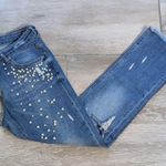 Orfeo Negro Turkey Pearl Embellished Chewed Hem Distressed Girlfriend Jeans Blue Size 27 Photo 9