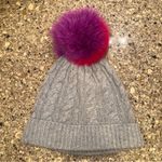 Burberry  Fur Pom Pom Wool and Cashmere Beanie Grey Pink Purple 54-59cm Photo 2
