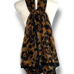 Animal, Cheetah Print, Silk, Oversized Scarf Black Photo 0