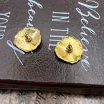 Vintage 1990s Pastel Paint Swirled Gold Tone Enamel Circle Stud Earrings Photo 6