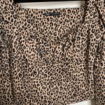 ZARA Cheetah Leopard Print Cropped Puff Sleeve Blouse Sz Medium Photo 6