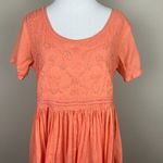 Fads Dress‎ Medium Orange Crinkle Embroidered Short Sleeve A Photo 1
