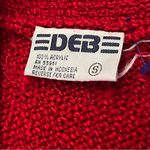 Vintage 90s DEB Chunky Knit Cardigan Shawl Collar Button Front Red S Photo 4