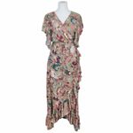 ELF Handmade Carmen Floral Wrap Maxi Dress Women’s Size XXL NWT Tan Photo 2