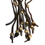 Marfa Black Braided Leather Choker Collar Necklace Fringe Beads Slide Adj NWT Photo 1