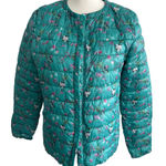 OODJI Floral Green Lightweight Puffer Jacket Coat Size 44/ US Small Photo 0