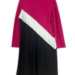 Vintage 80s Mod Dress Colorblock Pink Black Stripe Size 18 L XL USA Union Made Photo 2