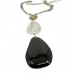 Ann Taylor  Factory Long Necklace Dark Blue Goldstone Pendant Boho Statement Photo 7