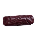 Vintage 1930s Carved Bakelite Dress Clip Deep Oxblood Red Leaf Motif Photo 2