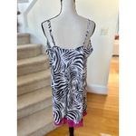 Cacique Y2K  Baby Doll Black & White Zebra Pink Lace Mini Slip Photo 3