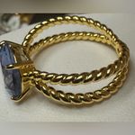 Bomb Party RBP2307 Cross My Heart Blue Purple Tanzanite Yellow 18K Gold Ring 8 Photo 2