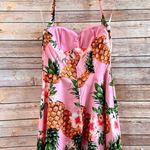 Emerald Sundae  Dress Juniors Size Small Pink Sleeveless Halter Pineapple Mini Photo 1