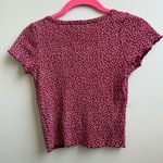 Brandy Melville  Red Floral Shirt button down shirt cropped One size Photo 2