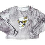 Romwe Rue 21  Gray White Tie Dye Skull Butterflies Halloween Crop Top Sm Size 4 Photo 0