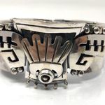 Sterling Silver TAXCO Aztec cuff bracelet, 62g Photo 4