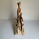 Nine West Beige Canvas Satchel Purse Handbag Top Handle Bag Mini Bag Cute Photo 3